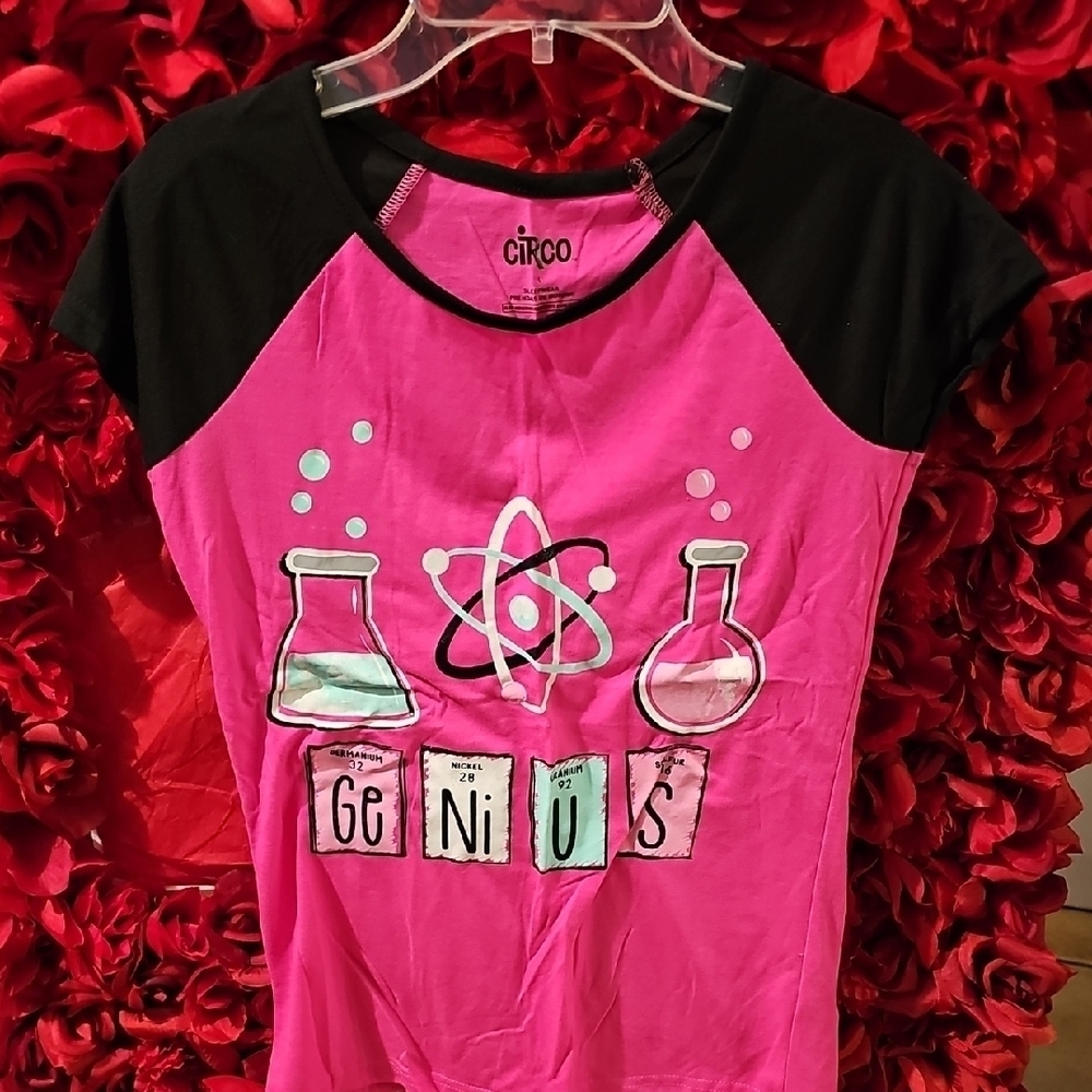 Circo Pink and Black Kids Genius Sleepwear Shirt Size Large